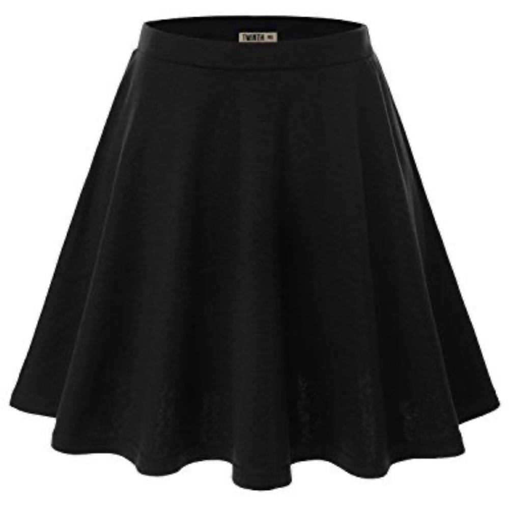 Doublju Versatile Elastic Waist Flared Mini Skater Skirt